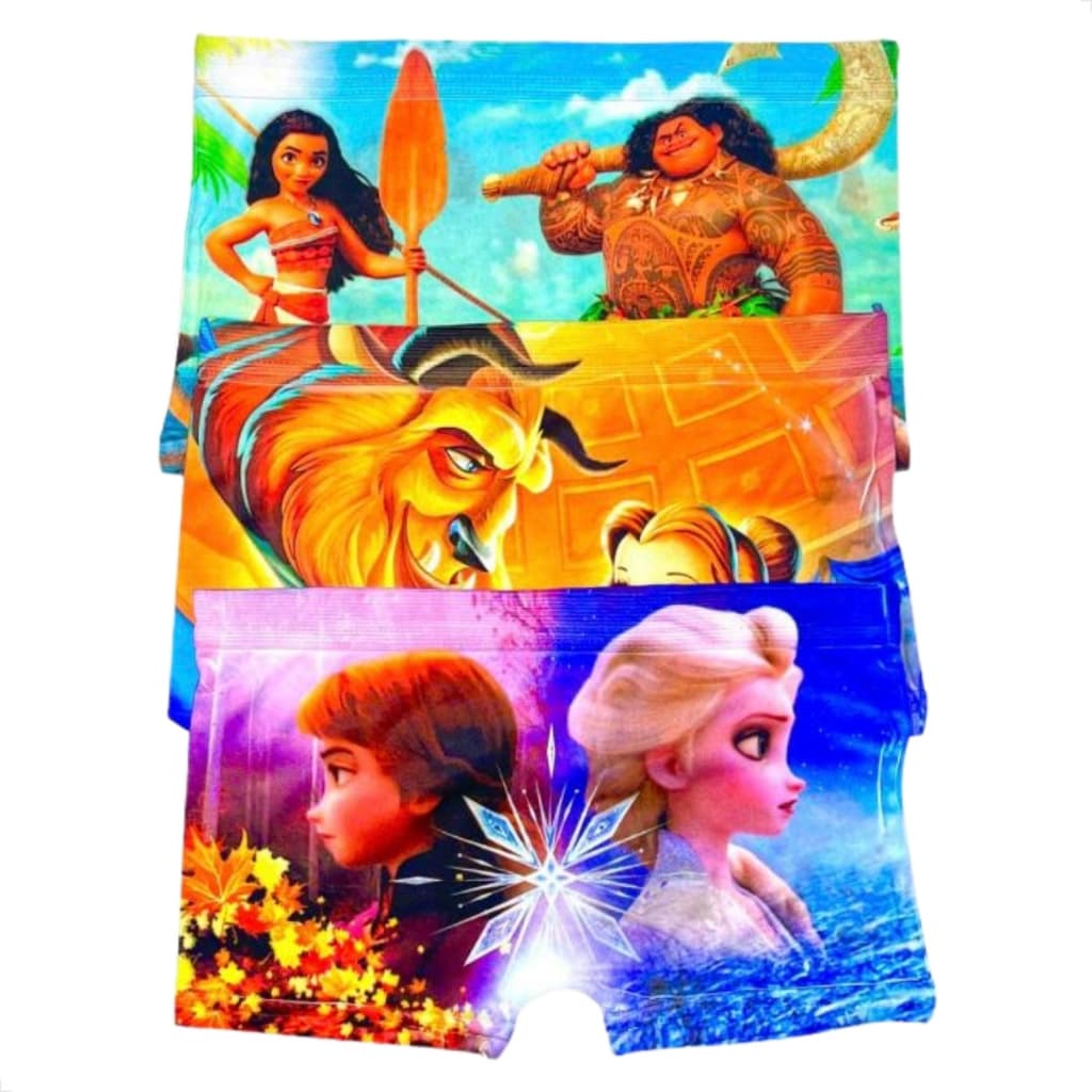Cueca Box Feminina Calcinha Shortinho Sublimada Juvenil Personagem Menina Princesas Disney