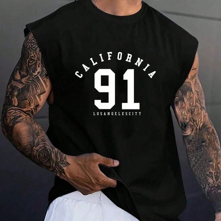 Camiseta Regata Oversized Masculina Treino Academia Grande Streetwear Cali 91