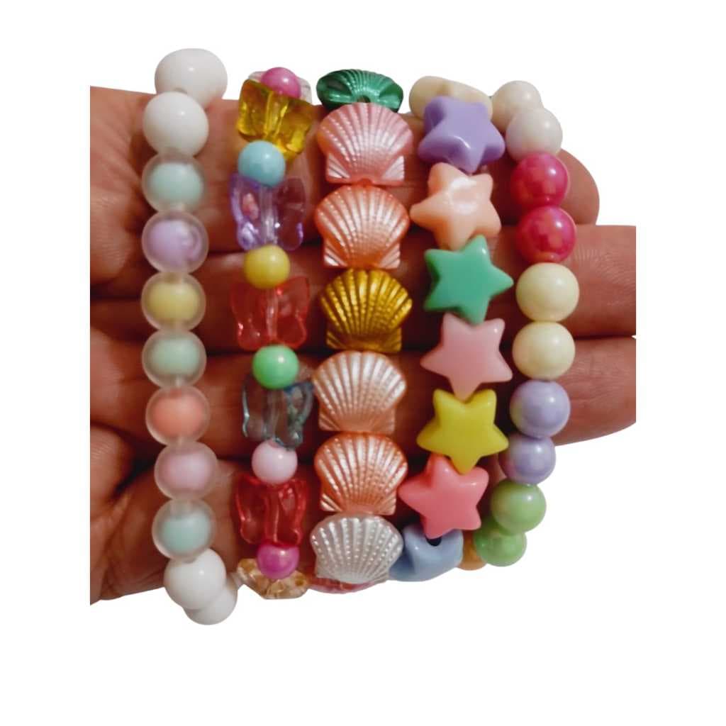 Conjunto de 5 Pulseiras Menina Bijouteria Infantil Concha