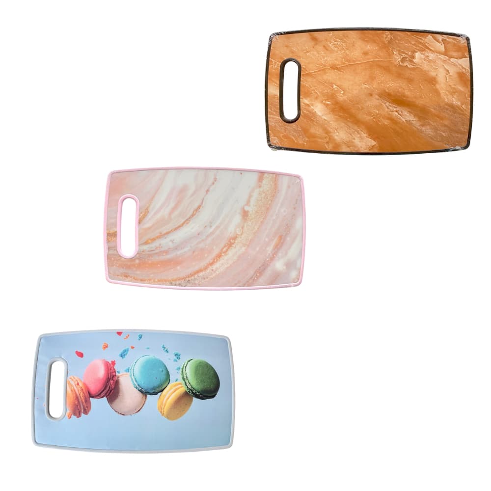 Tábua De Cozinha Para Corte Carne Verdura Fruta Colorida Decorada De Plástico PVC Grande 36 x 22 cm