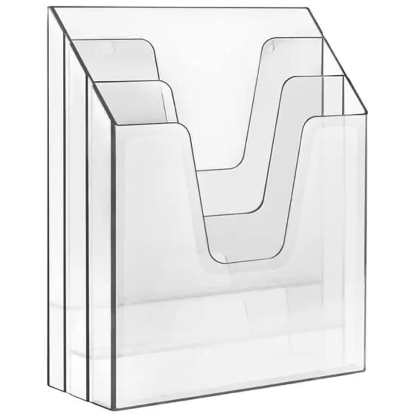 Organizador Triplo Vertical Mesa Parede Cristal  Acrimet