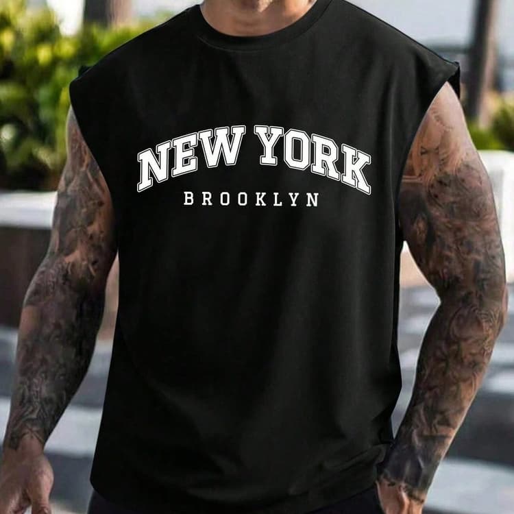 Camiseta Regata Oversized Preta Pro Natal Masculina New York Streetwear Academia Treino Grande