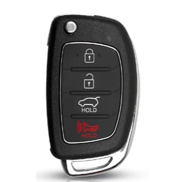 Carcaça Chave Canivete Hyundai 4 Botões Com Hold Em Vermelho - Até 2015.