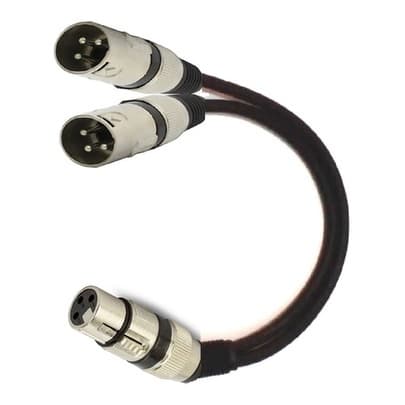 Cabo Splitter 1 Xlr Fêmea Stéreo 2 Xlr Macho Mono 20 Cm