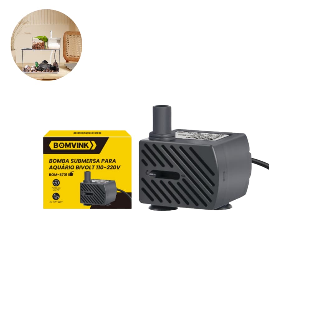 Mini Bomba Submersa Para Aquários Bivolt Ajustável Circulação De Água
