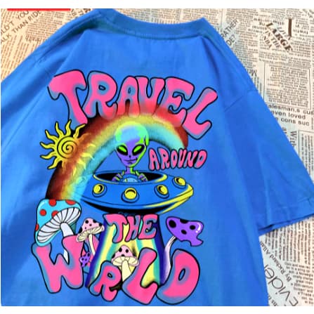 Camiseta ET Nave Travel Aroud The Wrld Cogumelos Estampa Costas