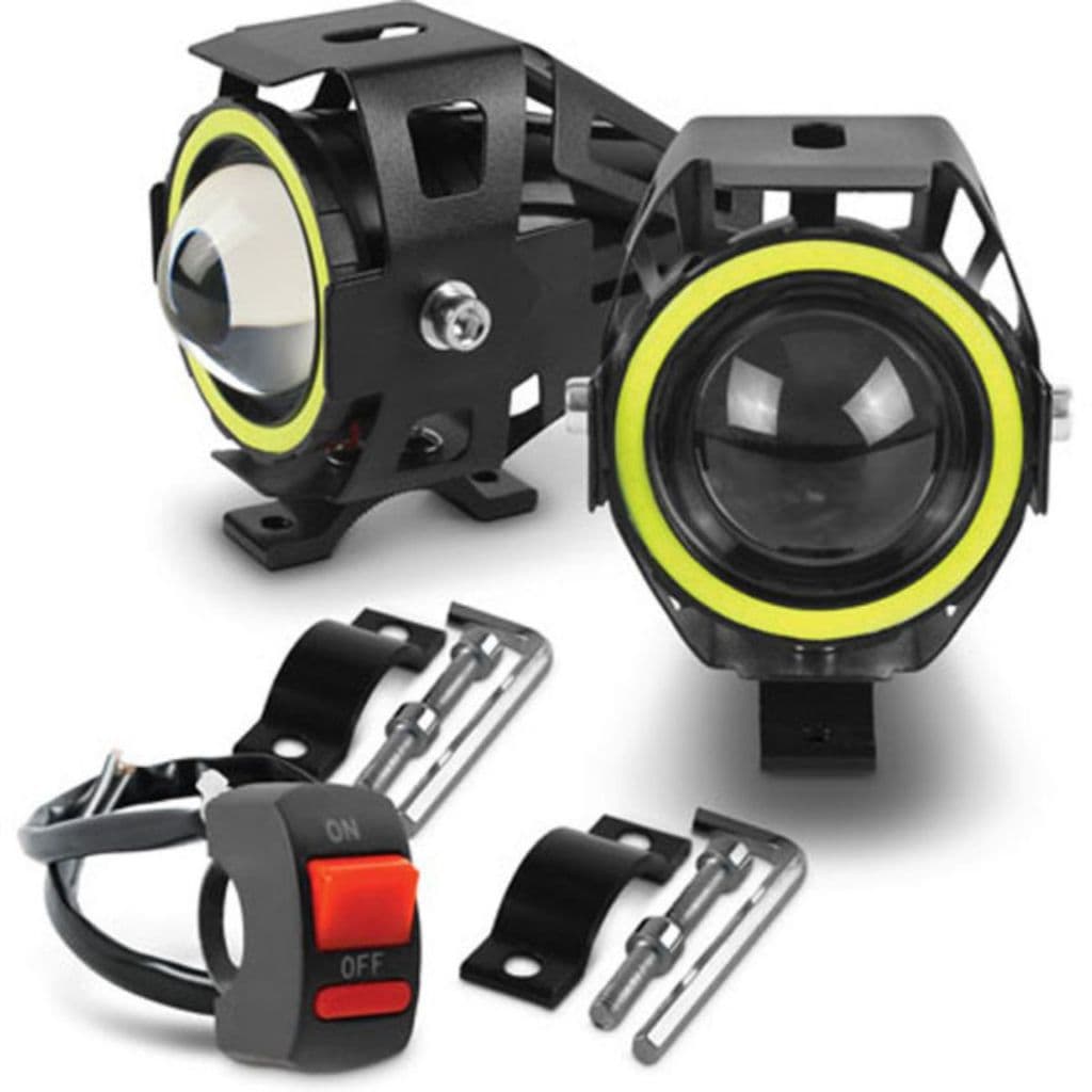 FAROL DE MILHA LED MOTO MINI AUXILIAR NEBLINA U7 OLHO DE ANJO LUZ BRANCA 6000K UNIVERSAL ANGEL EYES