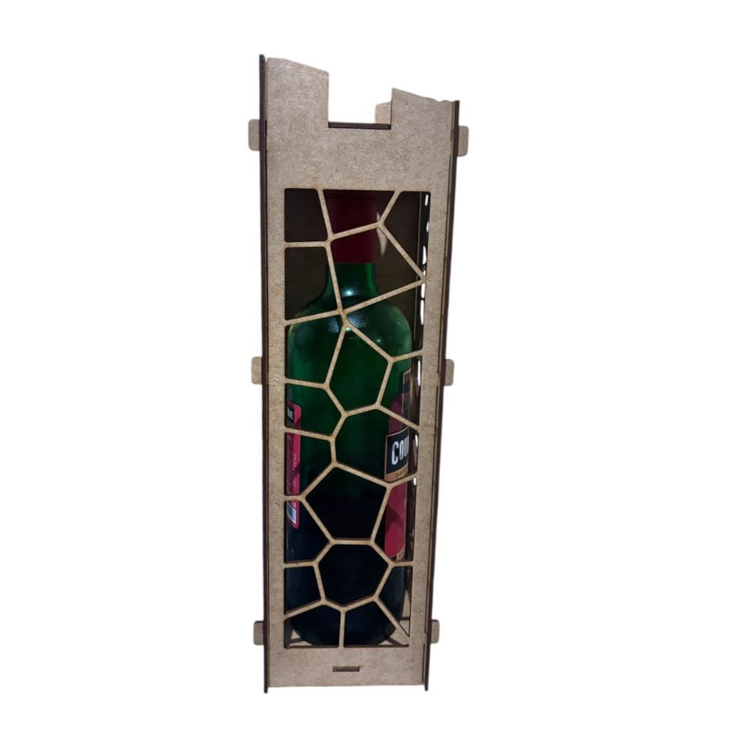 Caixa De Vinho Vazado Mdf Crú Porta Vinho Presente Decorativo