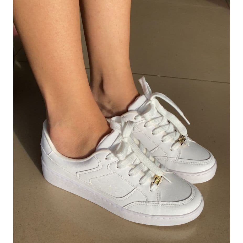 Vizzano - Tênis branco casual sola baixa reto - Pelica//Branco 12141060728616072