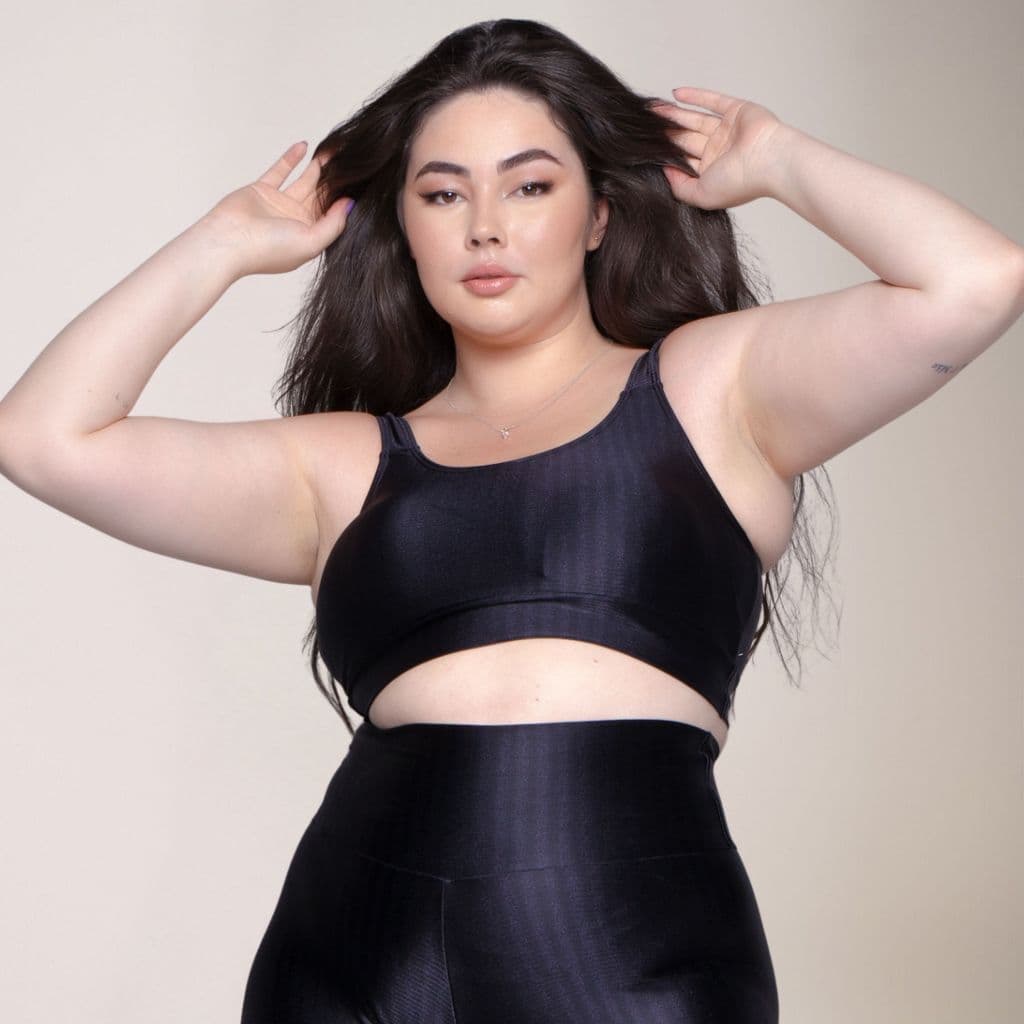 Top Plus Size Fitness New Zig 3D Academia Roupa de Malhar Sem Bojo
