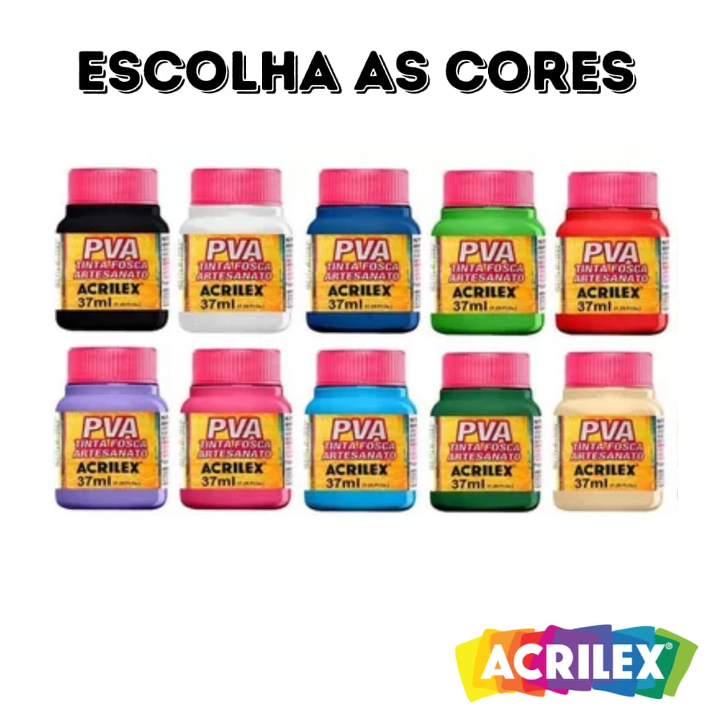 10x Tintas Pva Fosca P/ Artesanato 37ml (escolha as cores) Acrilex