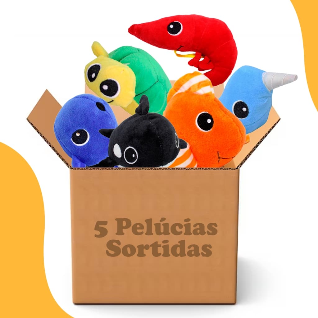 Kit 5 Brinquedos Pelúcias Sortidas Com Apito Interno P/ Cachorros e Gatos