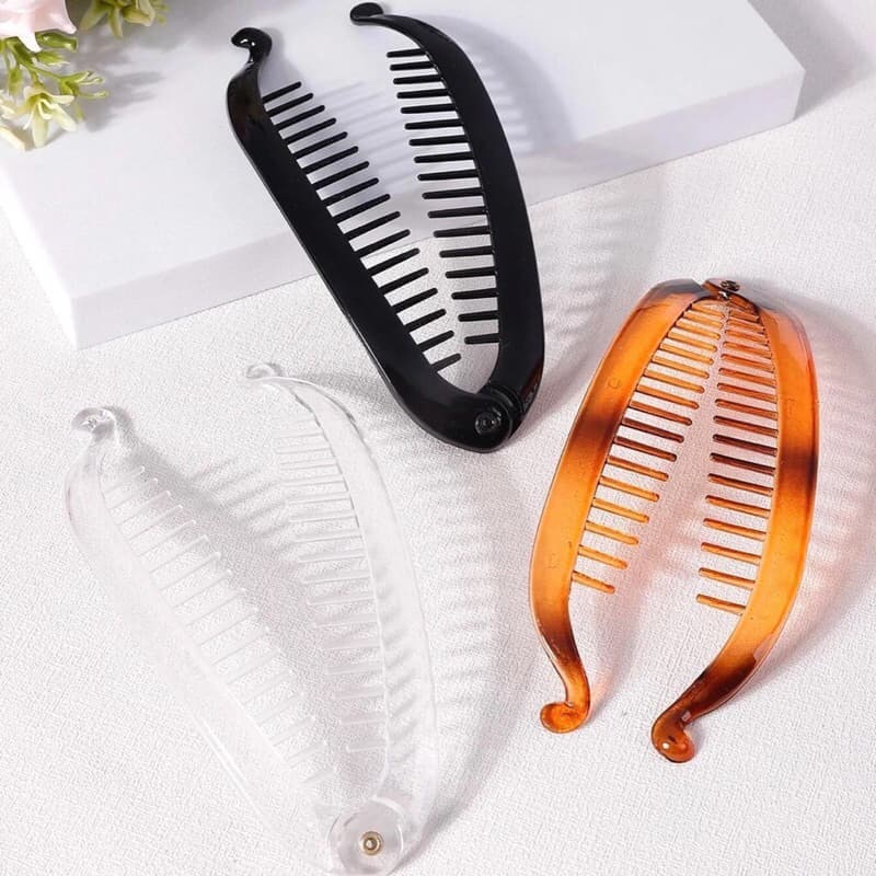 2/3/6 unidade Presilhas Pra Cabelo Preta Estilo Banana Concha Cumprida