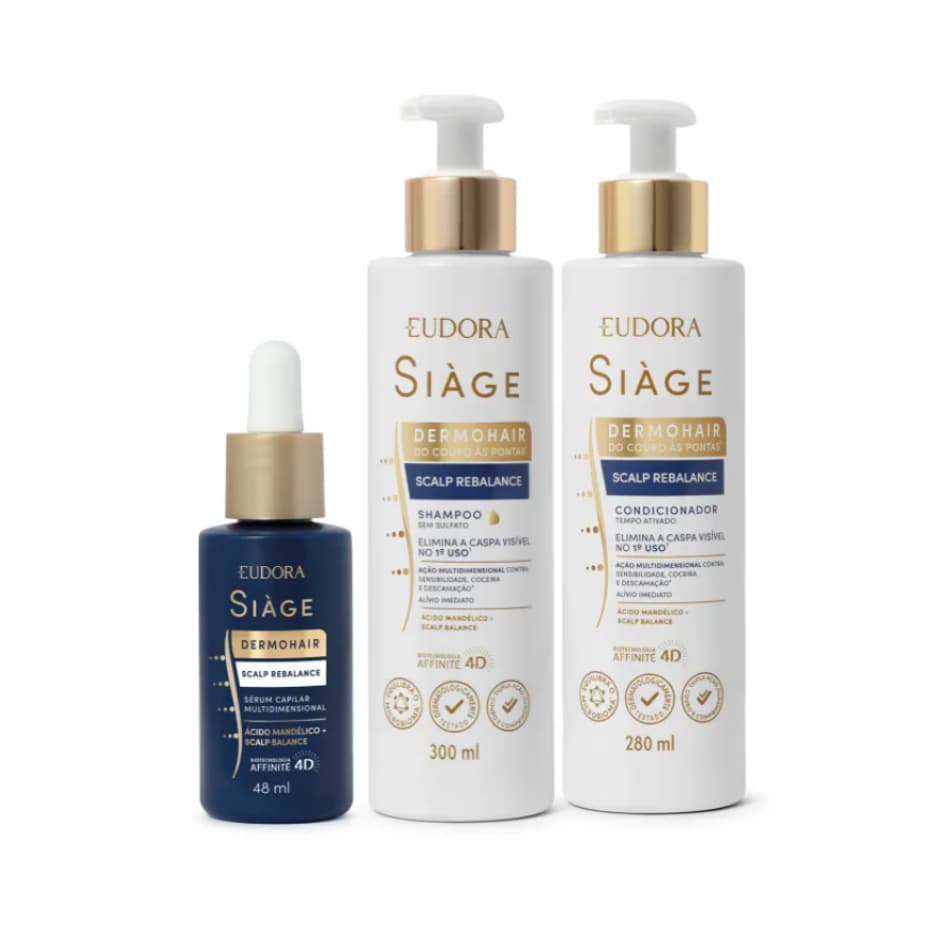 Combo Siàge Dermohair Scalp Rebalance (3 itens - Shampoo + Condicionador + Sérum)