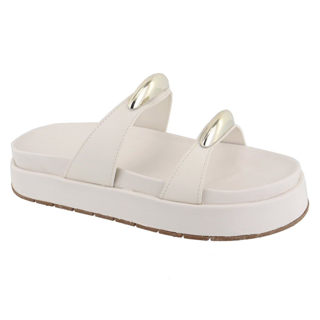 Sandália Flatform Papete Sola Alta Lançamento Off Whie