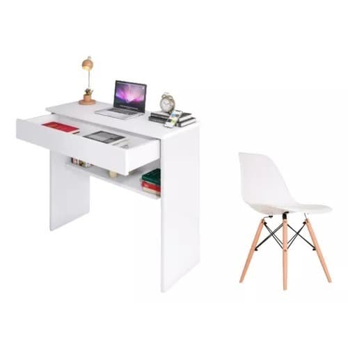 Kit Mesa + Cadeira Multiuso Para Quarto Mesa Gamer Penteadeira