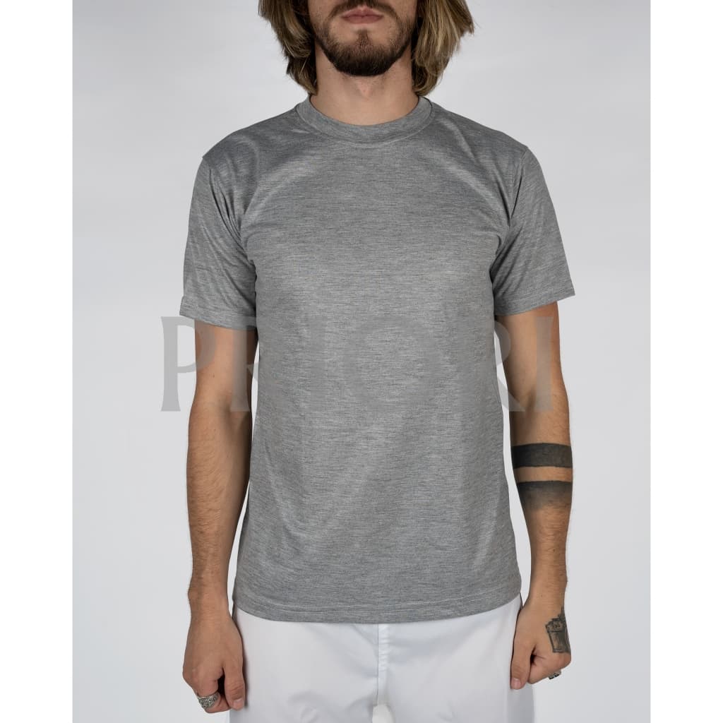 camiseta PV cinza mescla manga curta profissional industrial malha fria leve confortável para trabalho