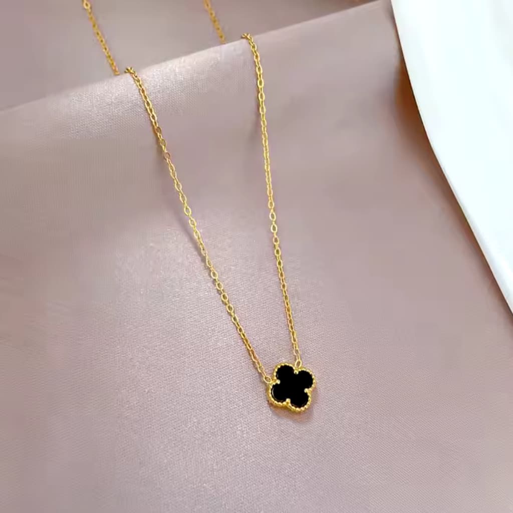 Colar Corrente Kit Conjunto Pulseira De Trevo Quatro Folhas Aço Inoxidavel Prata Cor Ouro Moda