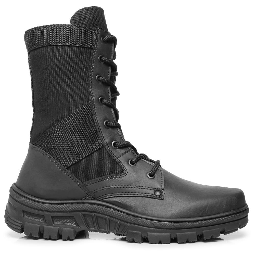 Bota Coturno Masculino Tático Exército Militar Tratorado Sem Zíper Palmilha Anatômica