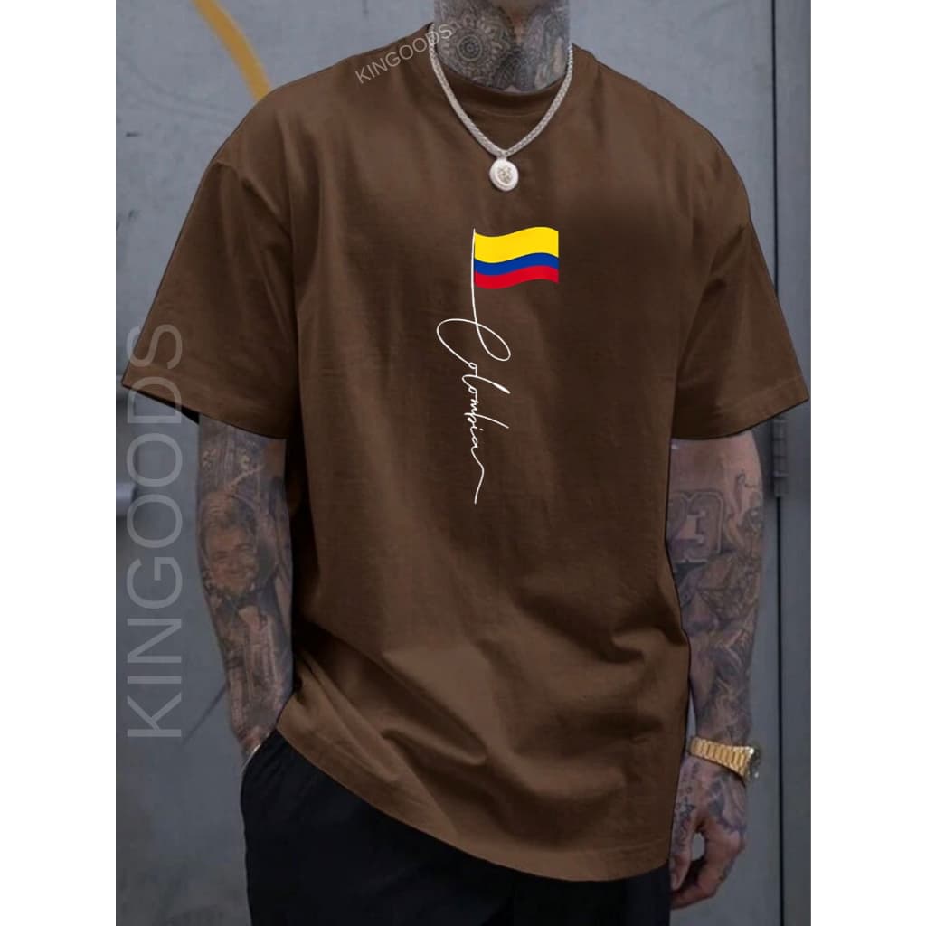 Camiseta Masculina Bandeira Colombia Camisa 100% algodão