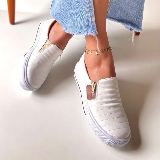 Tênis Sapatilha Feminino Slip On Ziper  Confortável Macia Envio Em 24 Horas
