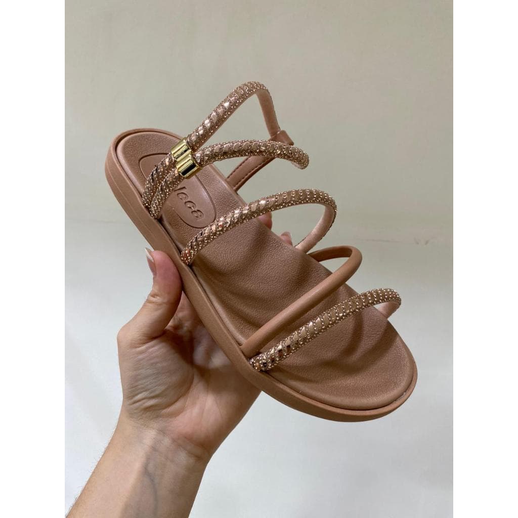 Moleca - Papete nude feminino // Tira santorini ouro rosado - ajustável - creme turim / peach ouro - 55251042855799162