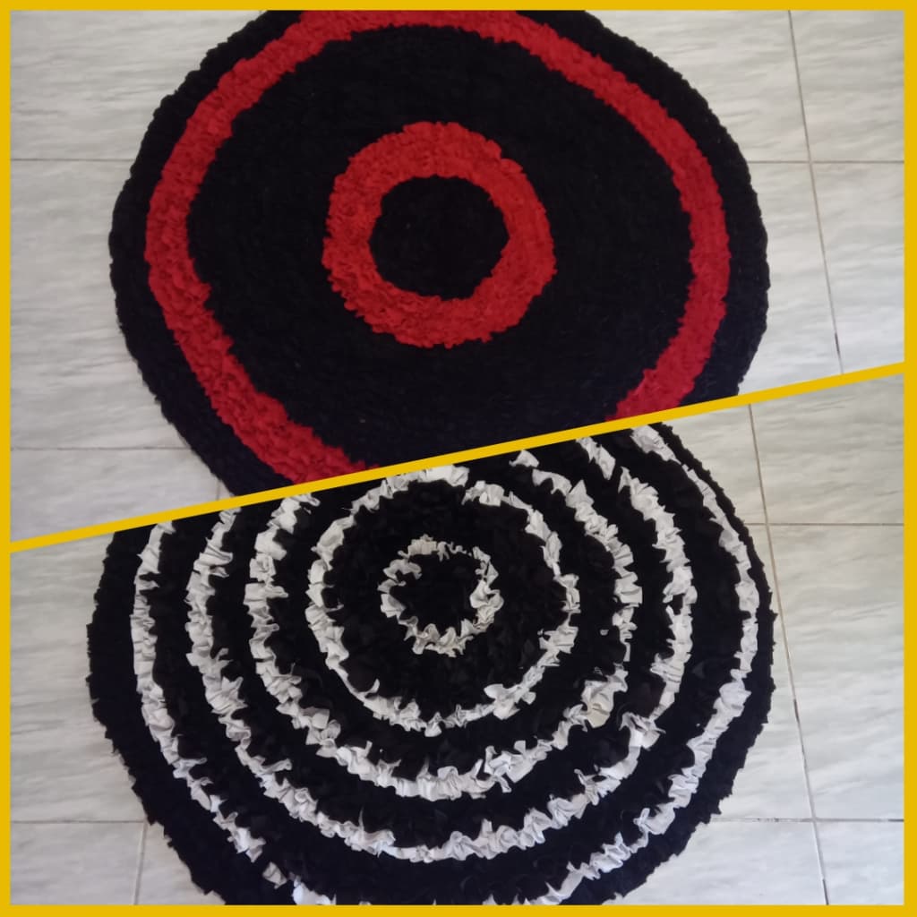 Tapete redondo fru-fru 100 cm para quarto sala cozinha banheiro