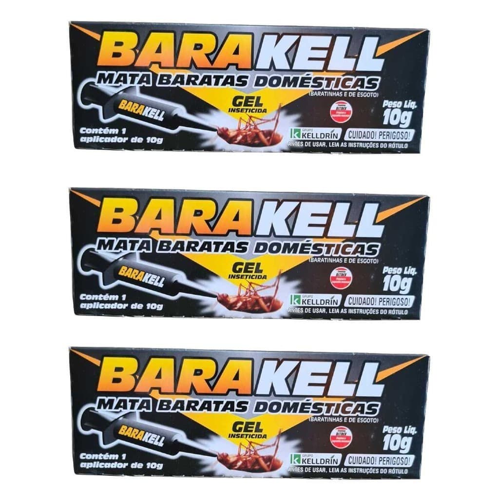 Gel Mata Baratas KIT 3 Barakell Gel Baratinha Americana Germânica 10gr
