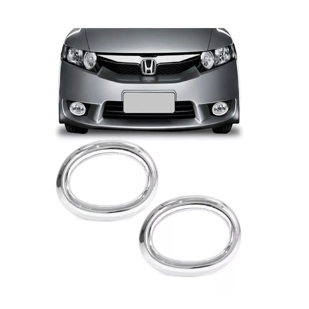 Par Aplique Farol Milha Auxiliar New Civic 2010 2011 2012 Cromado