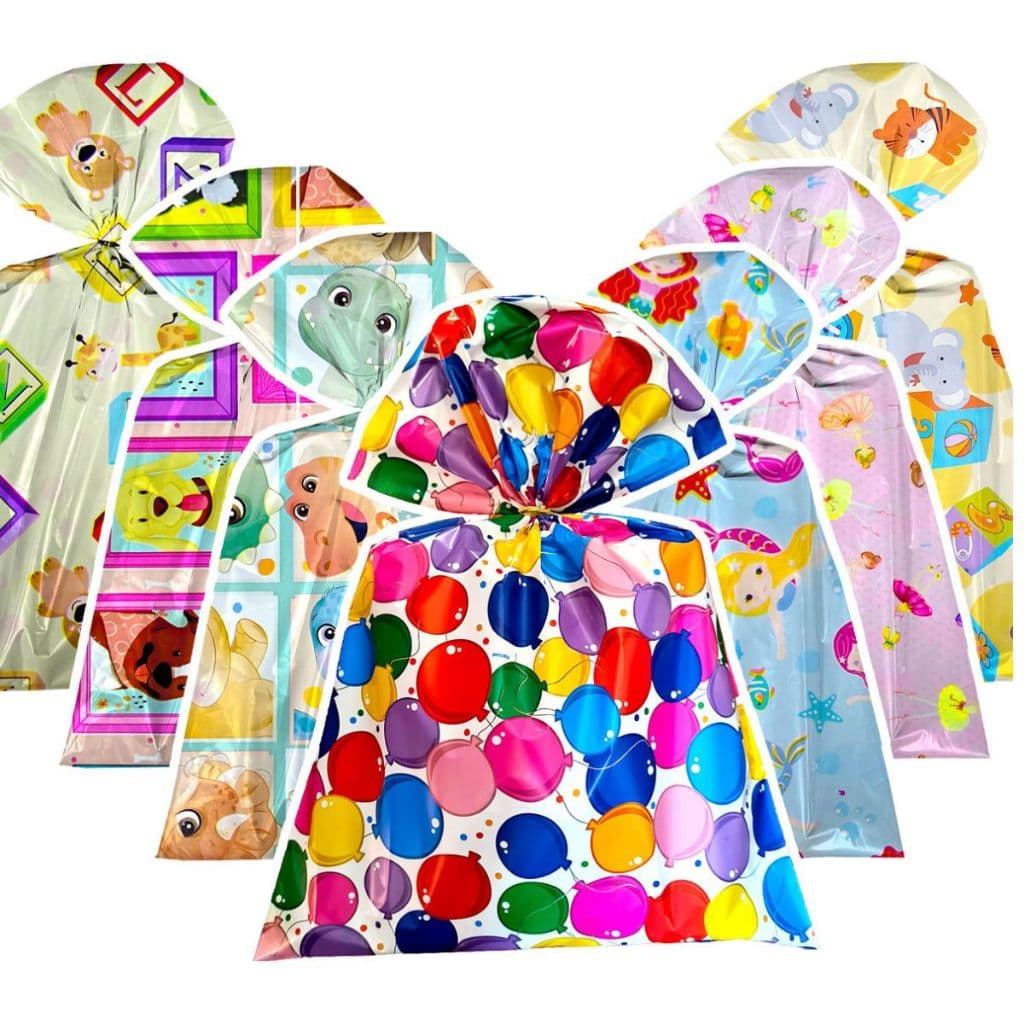 Kit Sacos de Presente Estampado Infantil Feminino Masculino Presentes Embalagens LAÇOS BRINDE