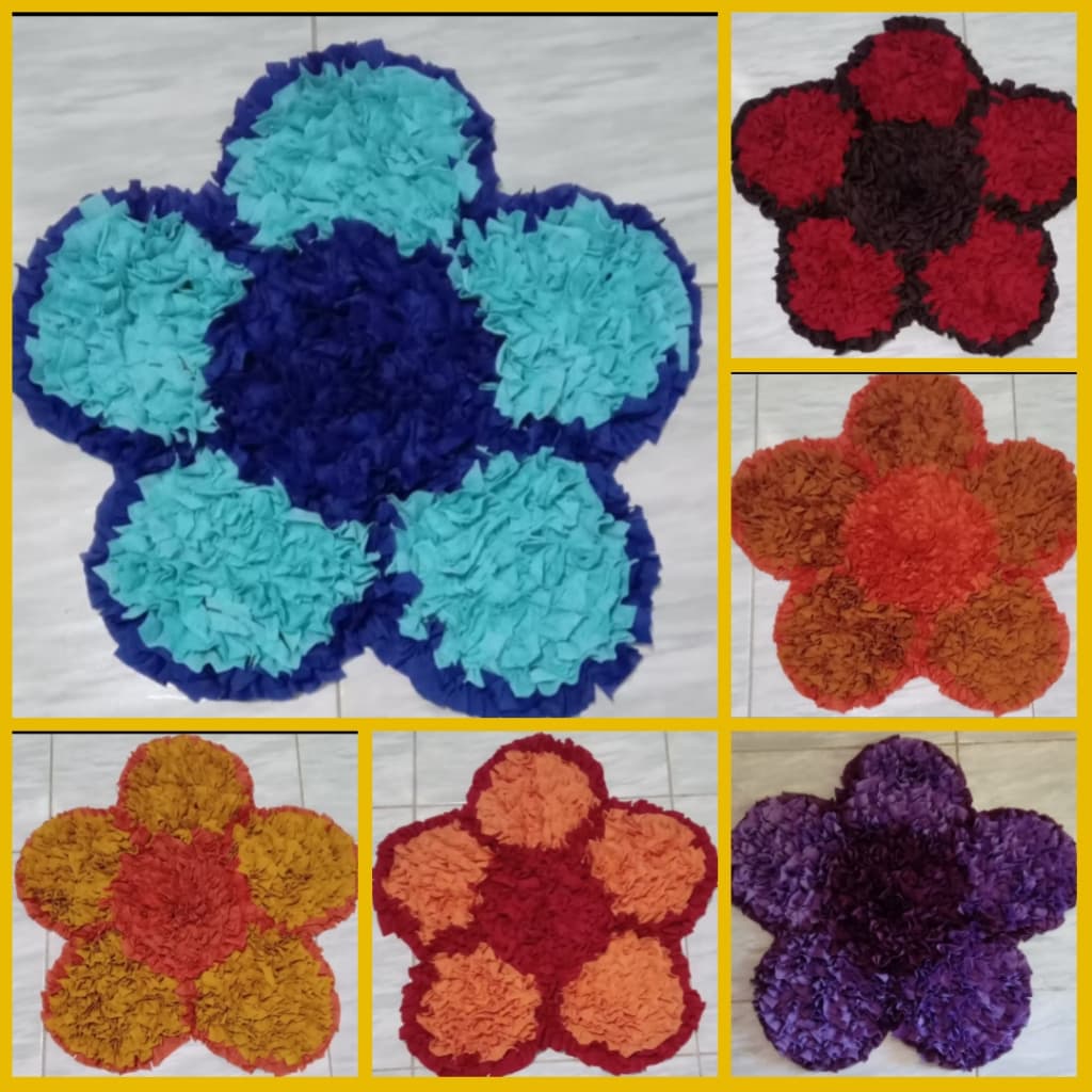 Tapetes flor antiderrapante artesanais frufru  personalizado para porta, sala, quarto e banheiro