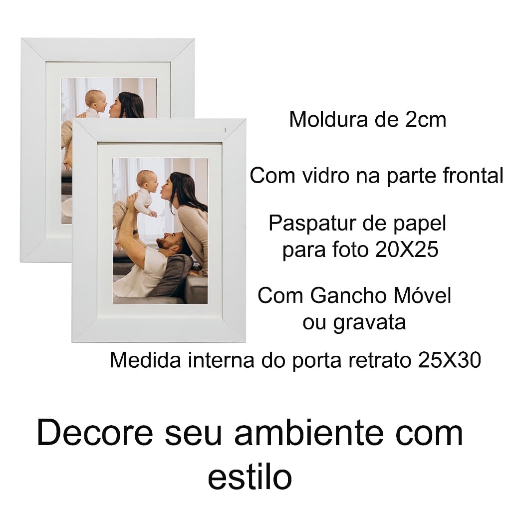 Kit 02 Porta Retrato 25x30 com Paspatur para Foto 20x25