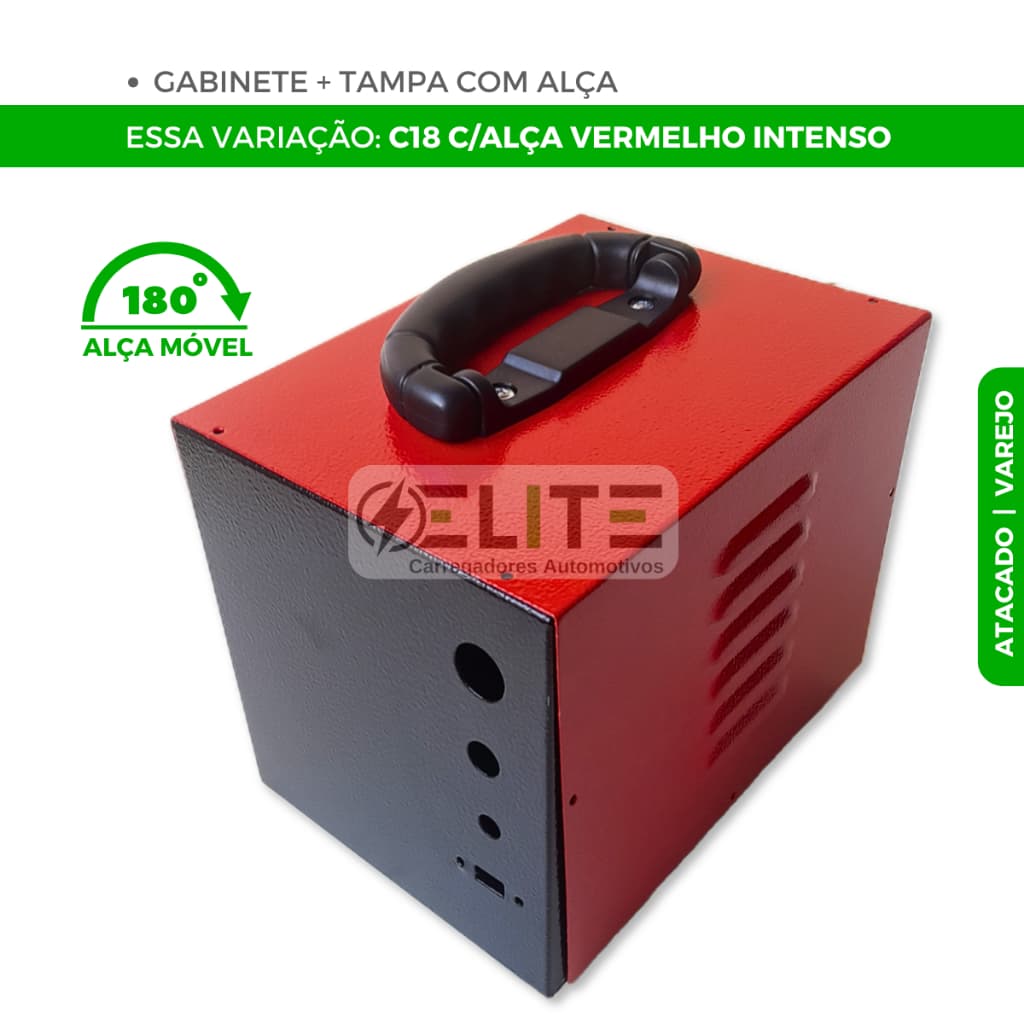 Caixa P/Carregador Bateria Fonte C18 Gabinete Metálico Montagem de Projetos Eletrônicos