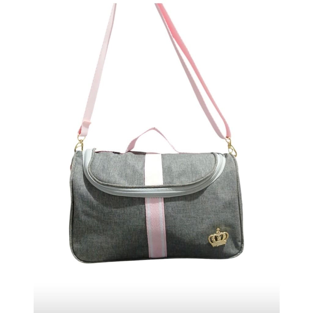 Bolsa Linho Bebe Maternidade Lateral M Rosa Luxo com alça lateral