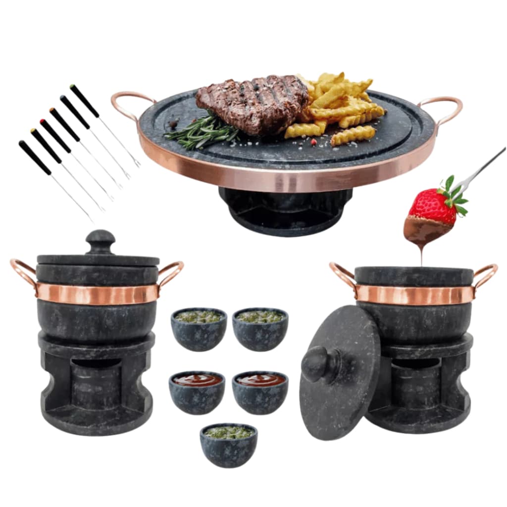 Fondue 37cm + 2 Fondue de 500ml + 6 Garfinhos + 5 Tigelinhas