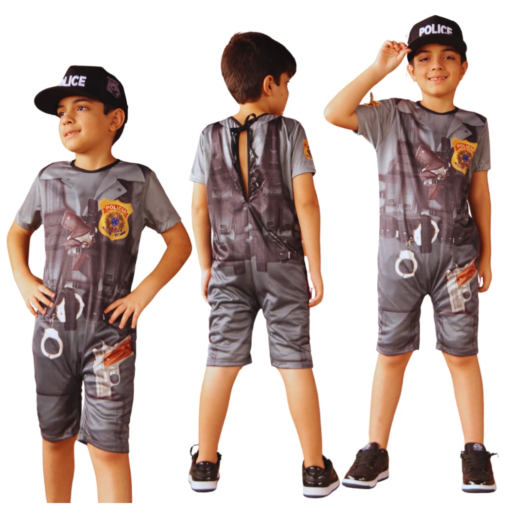Fantasia Policial Infantil Menino + Boné