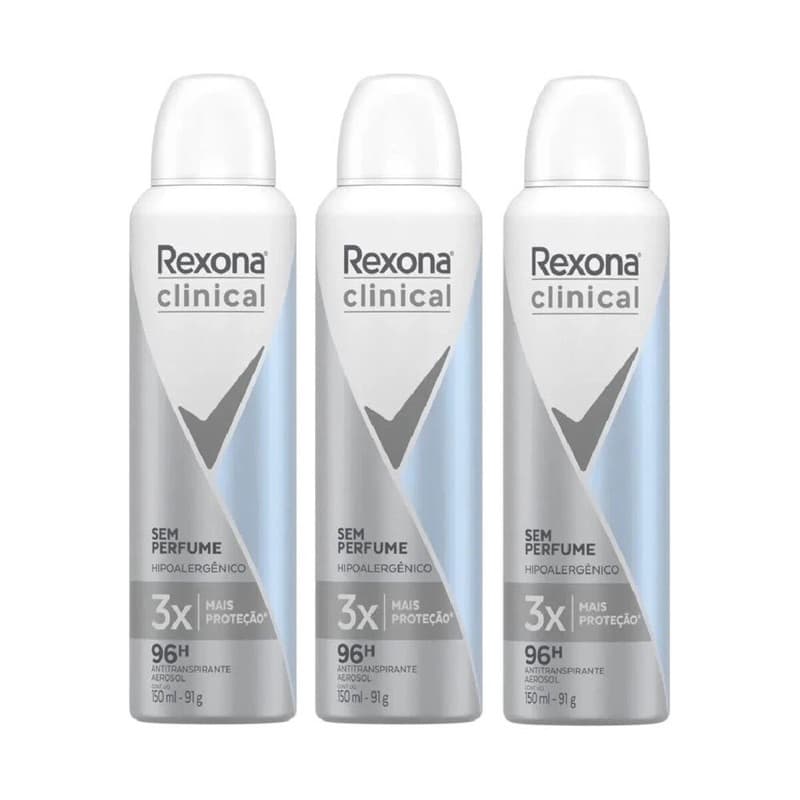 Desodorante Antitranspirante Aerosol Rexona Clinical Sem Perfume 150ml