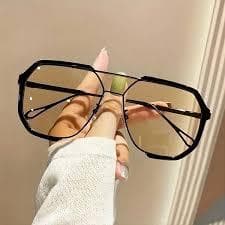 Óculos de moda de armação grande, com ponte, lente transparente, óculos de moda decorativos e de tamanho grande