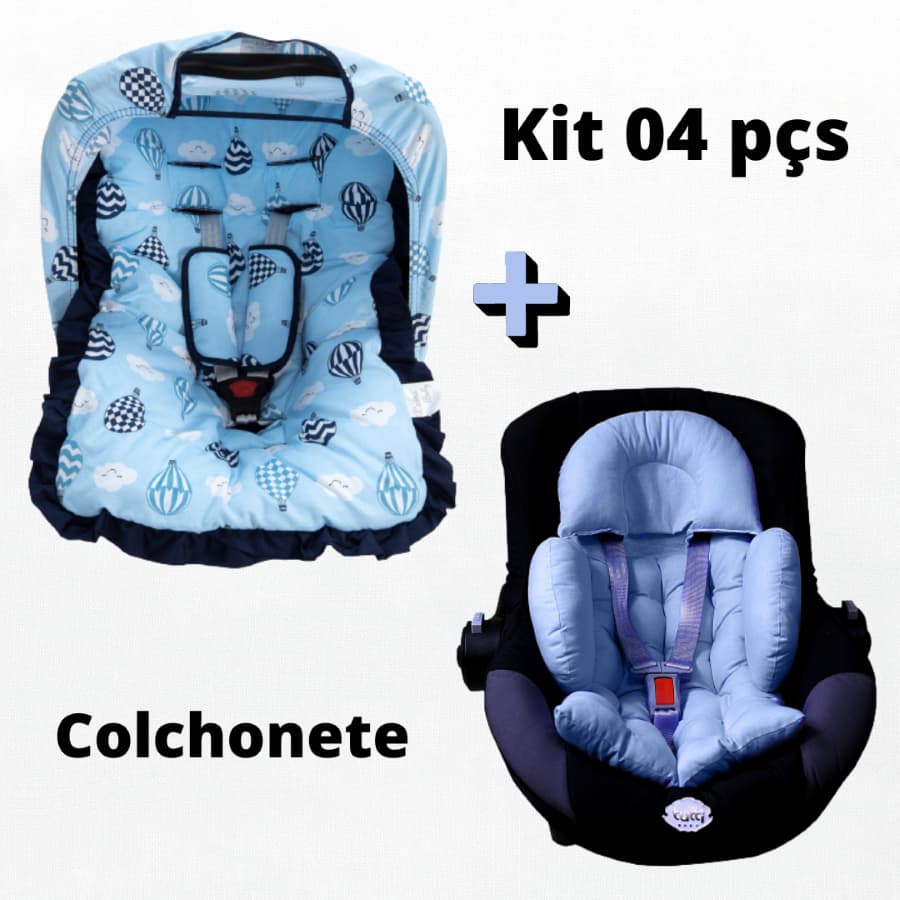 Capa para Bebê Conforto Capota Protetor de Cinto e Colchonete Redutor Acolchoado Macio 100% Algodão