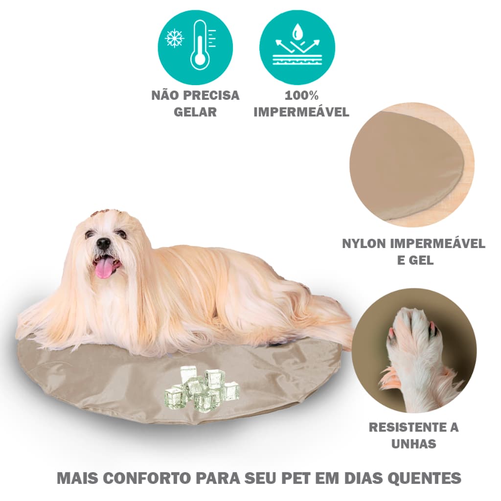 Tapete Gelado Refrescante Pet Cachorro e Gato Em Gel G 62cm Redondo