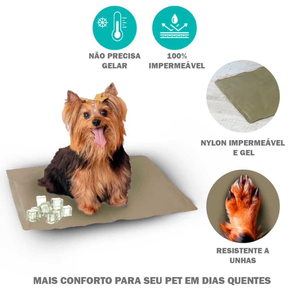 Tapete Gelado Refrescante Pet Cachorro e Gato Em Gel M 50x40 Retangular