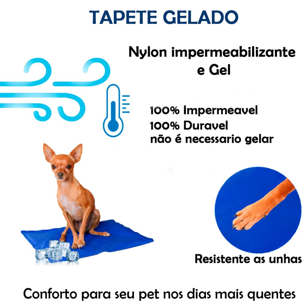 Tapete Gelado Refrescante Pet Cachorro e Gato Em Gel P 40x30 Retangular