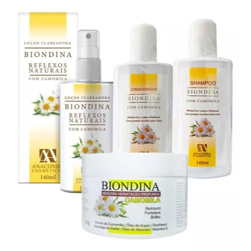 Kit Tratamento Capilar Camomila Clareadora 4 Itens Biondina - Anaconda