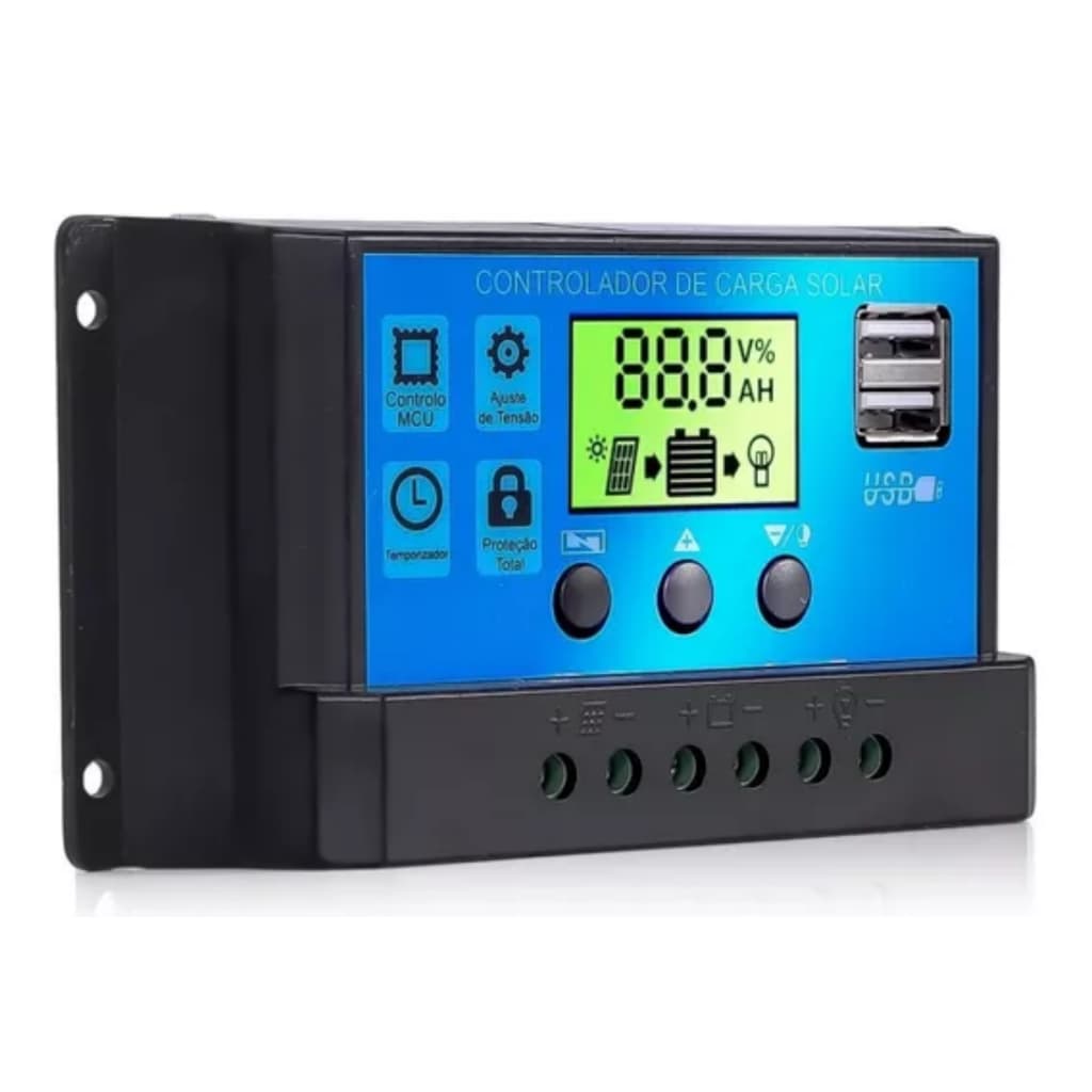 Controlador de carga solar 30A PWM LCD USB Inteligente Regulador Automático