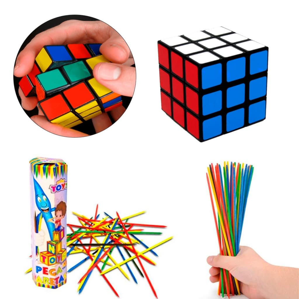 Kit 20 Brinquedos Pega Varetas Cubo Mágico Divertido Colorido Infantil Lembrancinha Barato Oferta