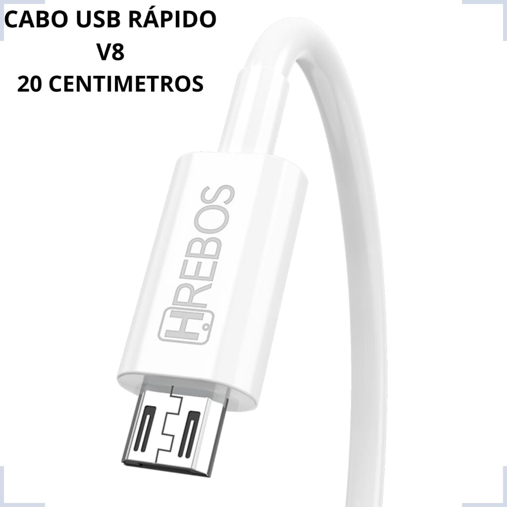 Cabo Usb Curto Turbo Hrebos Hs-119 Usb Para V8 20 Cm