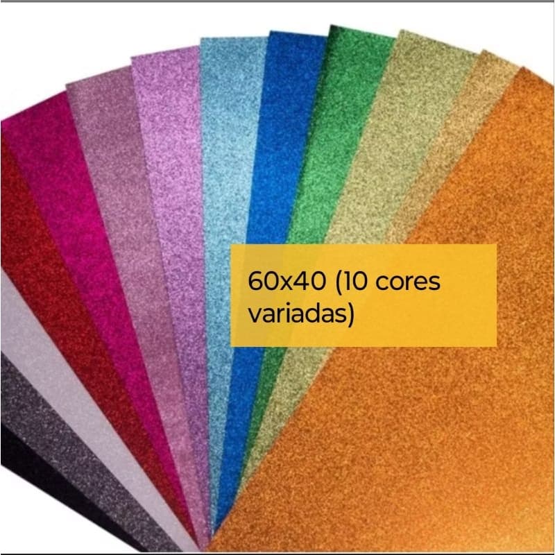 kit com 10 folhas de Eva glitter tamanho 60x40