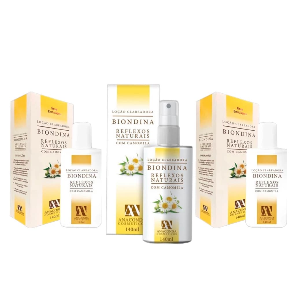 Kit 2 Refis + 1 Spray Pump Loção Clareadora Biondina Reflexos Naturais 140ml - Anaconda