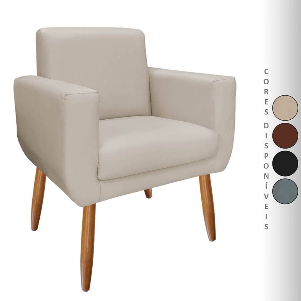 Poltrona para Sala Decorativa Annita Pés Palito Corino Aninha Decor