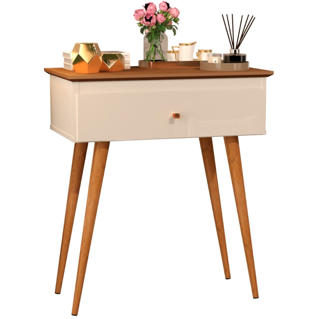 Aparador Europa Buffet Sala Mesa Cantinho Decoração c/ Gaveta Madeira MDF cor Off White Freijó